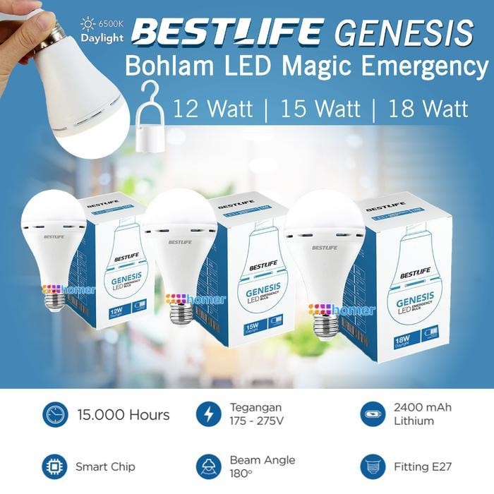 DK BESTLIFE Genesis Lampu Led Bohlam Bulb Emergency lampu LED darurat Magic Cas Charge Sentuh SNI Or