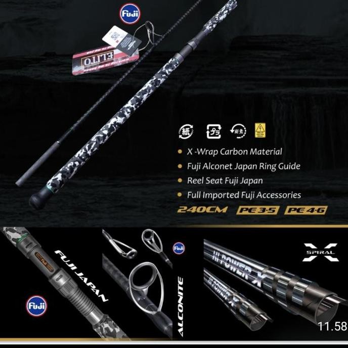 joran popping elito gt hunter fuji alconet 802 240 cm kevlar spiral