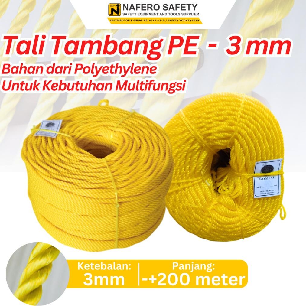 

Tali Tambang Plastik 3 MM PE KOMPAS Panjang -+200 METER Tali Layang Layang Tali Pertanian Tali Bangunan