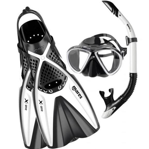 Alat Snorkling/Selam Paket Merk Mares Fin Lentur, Kacamata,Snorkel,Tas