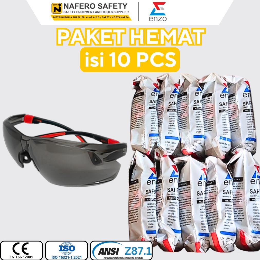 [ 1 Dus Isi 10 Pcs ] KACAMATA LAS HITAM PEKAT GELAP 11 DIN SAFETY GLASSES ENZO
