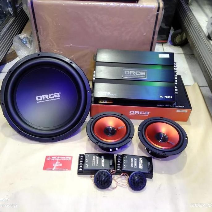 PAKET AUDIO MOBIL FULL SET ORCA SUBWOOFER SPLIT POWER 4 CHANEL ORIGINAL DAN TERPERCAYA