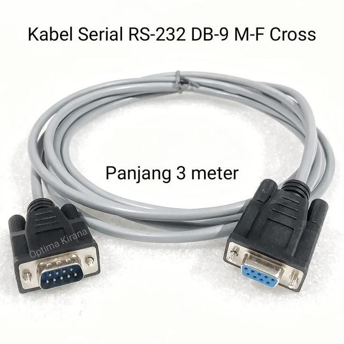 KABEL SERIAL DB-9 RS-232 M-F MALE FEMALE 3 METER CROSS NULL MODEM TERBARU