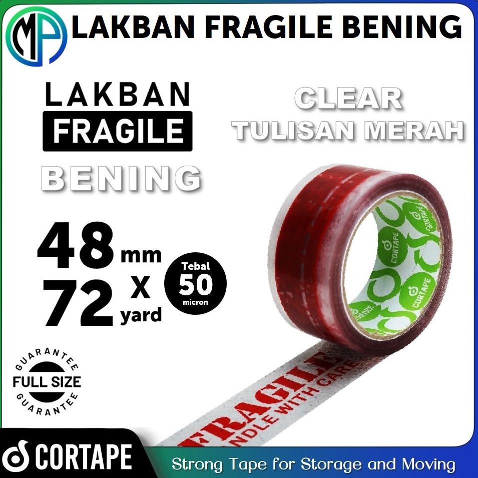 

Lakban / Opp Tape / Selotip Fragile dan Unboxing 2inch 48mm x 72yard Cortape Allvarian Harga Satuan