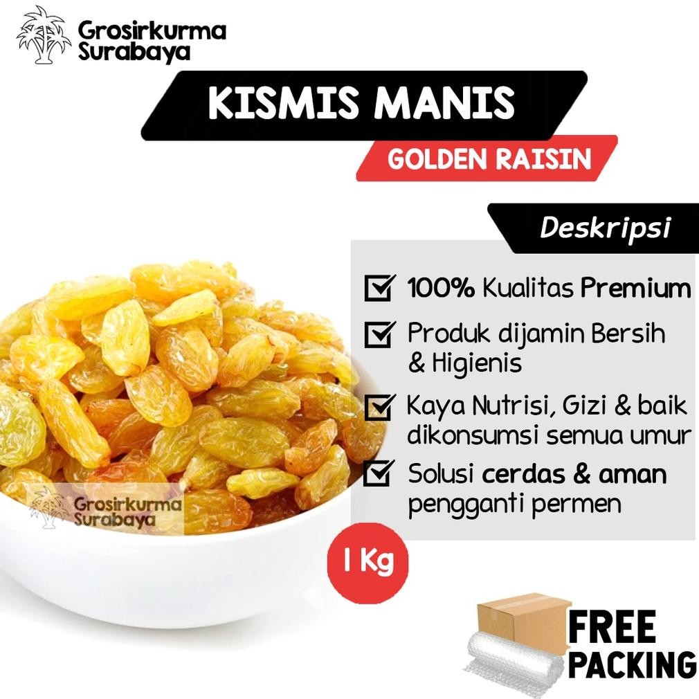 

Fue-K5X20 Kismis Asam Manis 1Kg Golden Raisin Enak & Fresh Cocok Untuk Oleh-Oleh Haji Umroh Camilan Sehat Gd-8