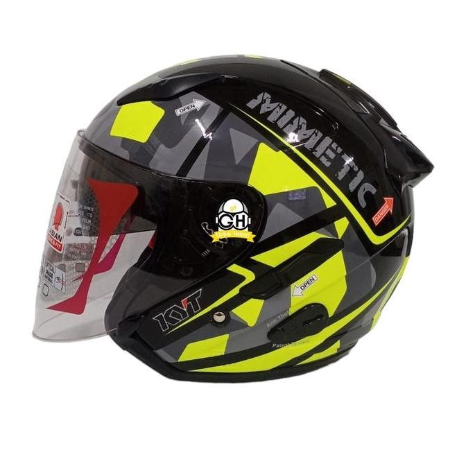 Helm Kyt Galaxy Slide Flat R Motif Helm Half Face Double Visor Original Sni Dot Premium