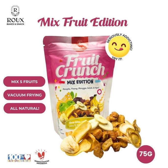

Roux Fruit Crunch Mix Fruit Edition Keripik Snack Sehat Buah Nangka Pisang Apel Nangka Salak Mangga Sehat Renyah Tanpa Pemanis Natural Cemilan Crispy Food Chips Makanan Kripik Non Msg