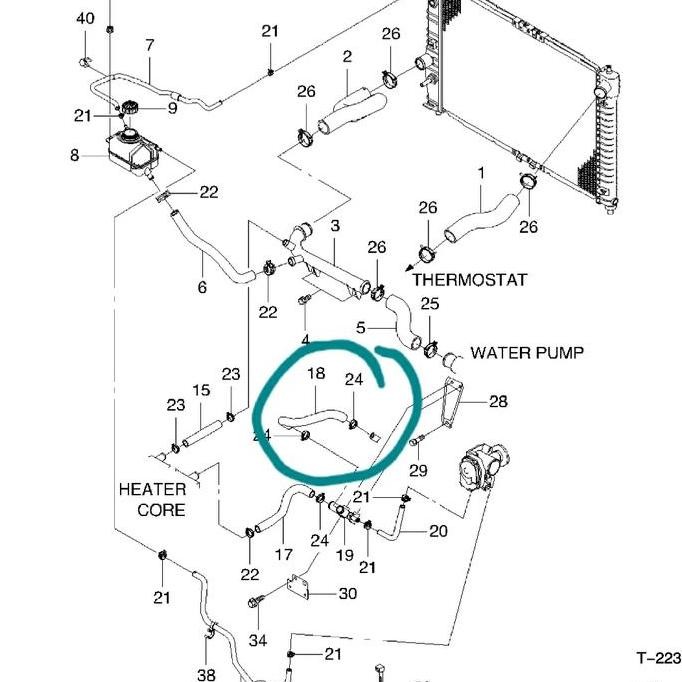 Selang Pipa Distributor Bypass Radiator Aveo Kalos Lova GM 96536640