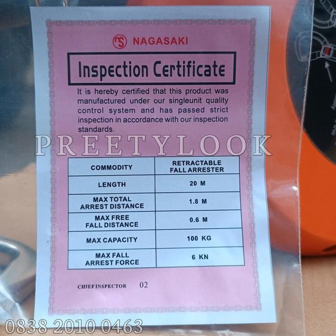ready Retractable Fall Arrester 6 10 20 Meter Nagasaki Fall Arester Safety