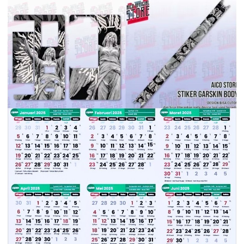 

*2Piece* Kalender Baru Tahun 2025 B80 9 Garskin Stiker Casing Custom Bebas Dan Bayar Ditempat