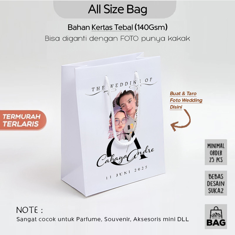 

(Custom) Paper Bag Custome Wedding Souvenir / Paperbag Pernikahan Cetak Bebas / Papper Bag Polos