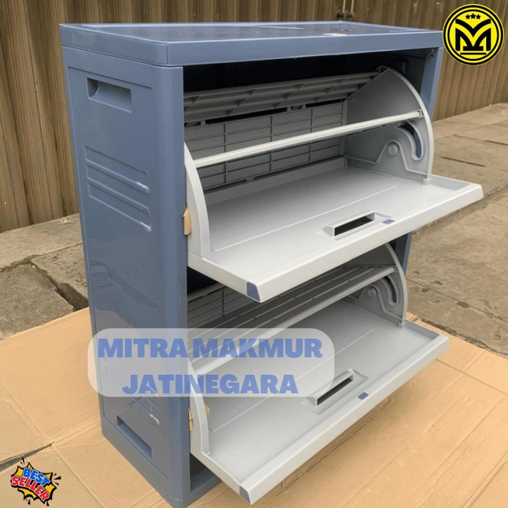 Khusus Kargo - Lion Star Lemari Plastik Sepatu Optima Shoes Cabinet A-80 Rak Sepatu Tertutup Lion St