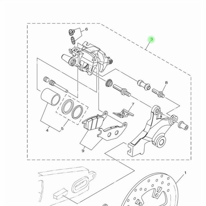 kaliper belakang Caliper Assy Rear 2 Yamaha R15 R 15 v2 ori yamaha 2PK