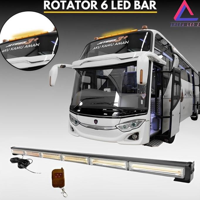 Lampu Rotator LED Bar Mobil 9-36V Remote Wireless - Lampu Atap Mobil Bus Truk Polisi Strobo