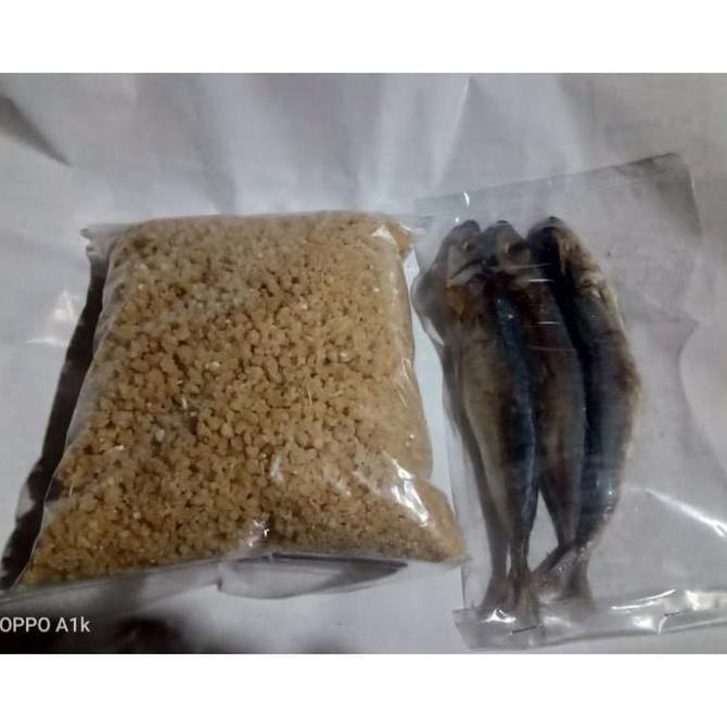 

paket tiwul instan dan ikan asin peda