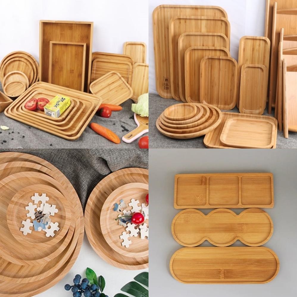 Tatakan Kayu Serbaguna Aesthetic / Tray Nampan Kayu Resto Cafe / Nampan Gelas Bulat Dan Persegi Kayu