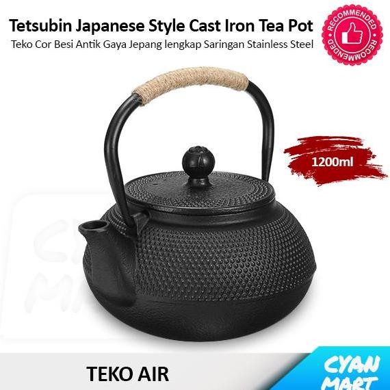 Tetsubin Japanese Signature Cast Iron Teapot Kettle Teko Gaya Jepang