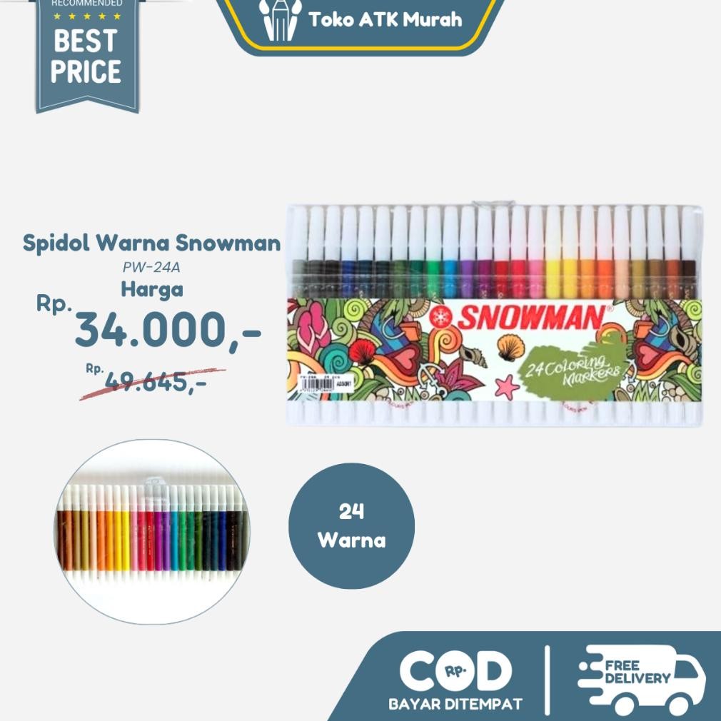 

Spidol Kecil 24 Warna Snowman PW-24A - 24 Coloring Markers DiM