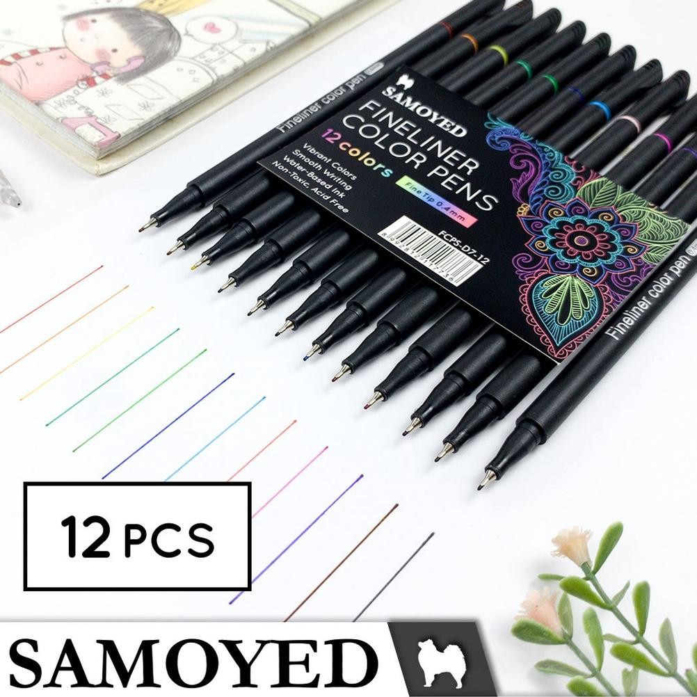 

SAMOYED FCPS-D7-12 Pulpen / Pena / Spidol Gambar Warna / Drawing / Fineliner Color Pen Set 12 Warna / Colors DiM