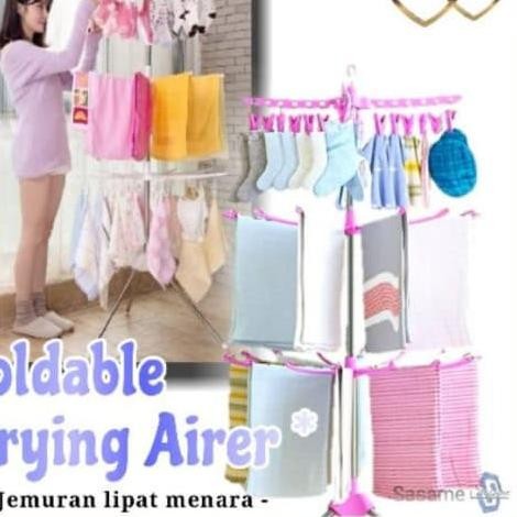 FLASHALE  Jemuran Pakaian Bayi 3 Susun / Jemuran Menara 3 Susun / Rak Pengering Pakaian lipat / Gant