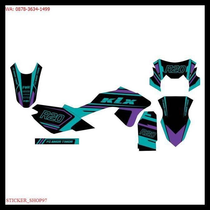 TERMURAH PREMIUM DECAL  SETIKER KLX BF WARNA BIRU HITAM BEBAS BISA DIRUBAH 