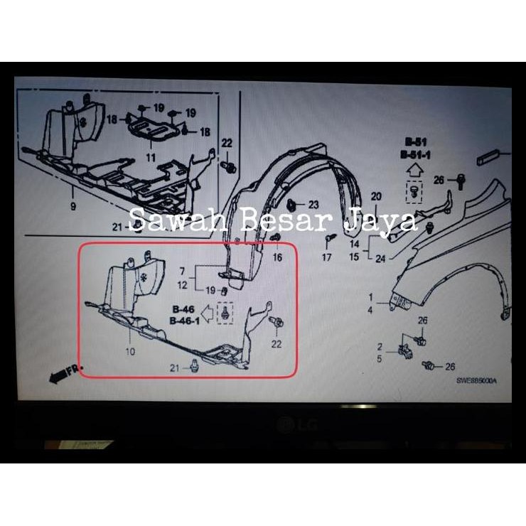 DISKON COVER ENGINE - PLASTIK PENUTUP TUTUP DECK DEK BAWAH MESIN DEPAN HONDA CRV CR-V RE GEN.3 2007 
