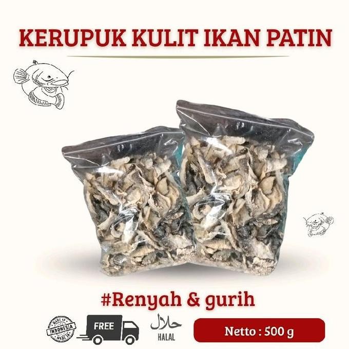 

SUPER BESSELER !! KERUPUK KULIT IKAN PATIN SIAP MAKAN || NETTO 500g Keripik Asin Camilan Kering