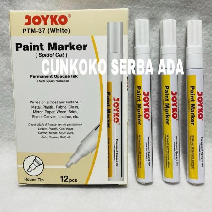 

SPIDOL JOYKO PERMANENT MARKER PTM-37 TINTA PUTIH / 1 BOX ISI 12 PCS murah