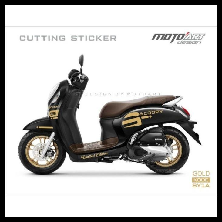 DISKON CUTTING STICKER HONDA NEW SCOOPY 2022 BODY HITAM STICKER GOLD 