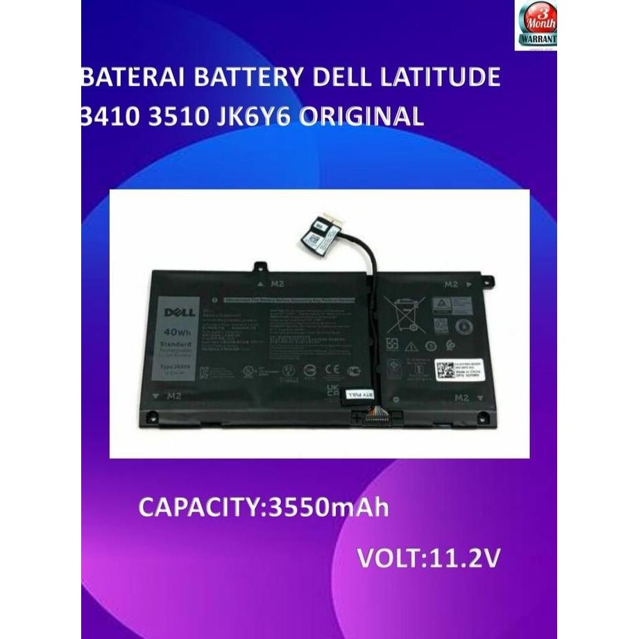 TERMURAH - BATERAI BATTERY DELL LATITUDE 3410 3510 JK6Y6 ORIGINAL