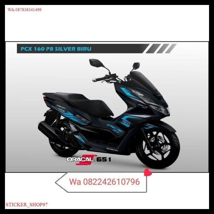 GRATIS ONGKIR STICKER CUTTING STRIPING HONDA PCX 160 HITAM SPORTY BIRU 