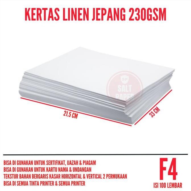 

Kertas Linen F4 isi 100 lembar / Kertas Linen Jepang F4