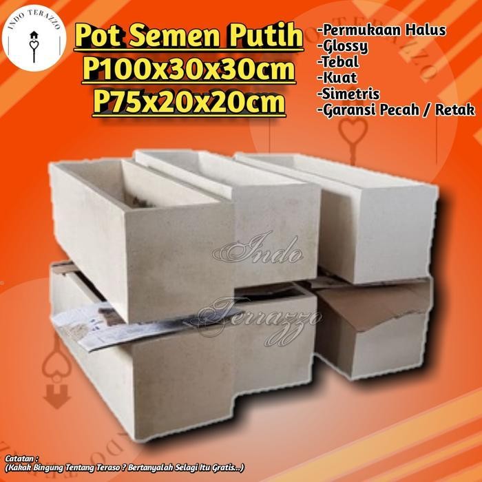 Indo Terazzo Pot Panjang Semen Putih Pot Tanaman Pot Bunga Terbaru Best Quality 100% Original