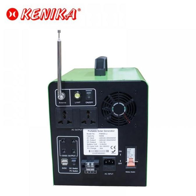 PORTABLE SOLAR POWER GENERATOR 500W KENIKA w/ Radio FM [PIM500-LI] murah