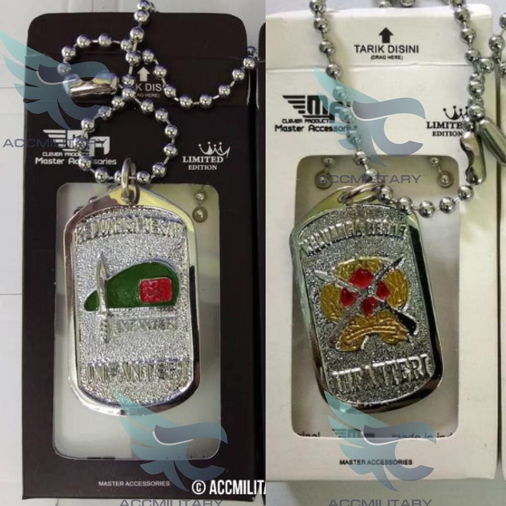 Kalung INFANTERI DOG TAG Logo Infanteri Baret Logo Kalung Rantai Kalung Pria Kalung Wanita Kalung Cu