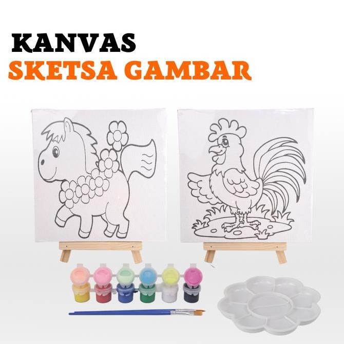 

Painting Kit Paket Lukis Canvas Sketsa Hewan 20X20Cm Paint By Number