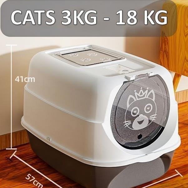 Cat Litter Box Kucing Besar Jumbo Tertutup 38X57X41 Cm Tempat Pup Kotoran Poop Liter Box Kucing Bak 
