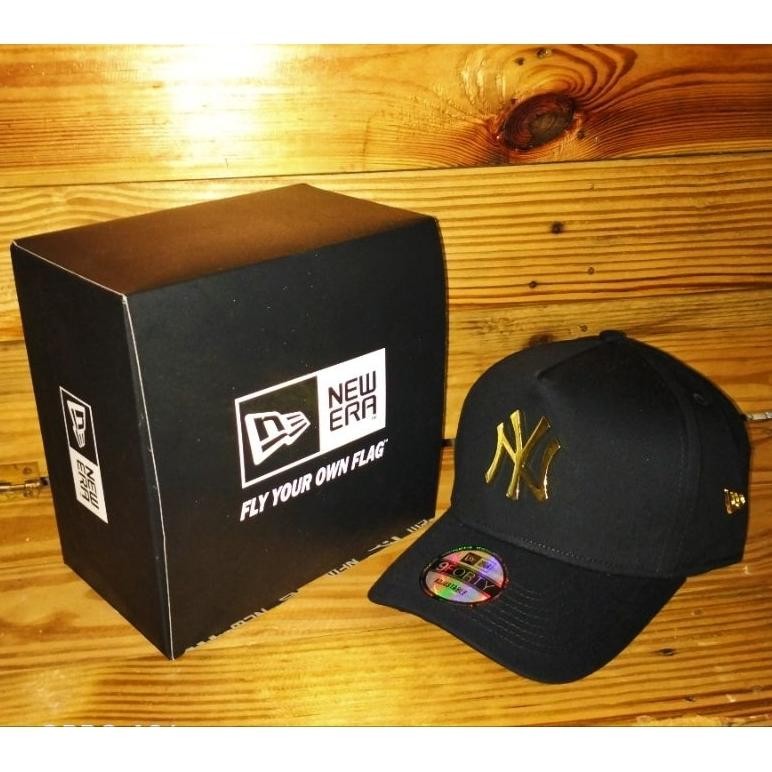 Logo NY Besi Gold Kain Hitam Topi Snapback Premium Pria Wanita Grade Mirror COD DiM