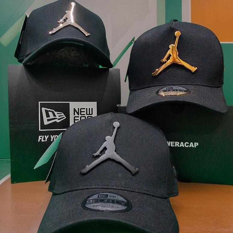 JORDAN METAL TOPI HITAM LOGO HITAM SILVER GOLD / TOPI BISBOL METAL LOGAM JORDAN / JORDAN  / JUMPMAN 