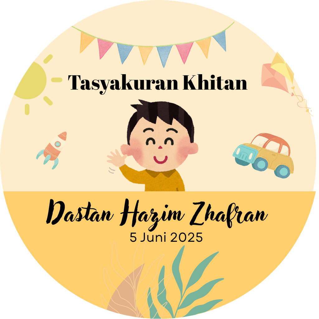 

Cetak sticker tasyakuran khitan bulat