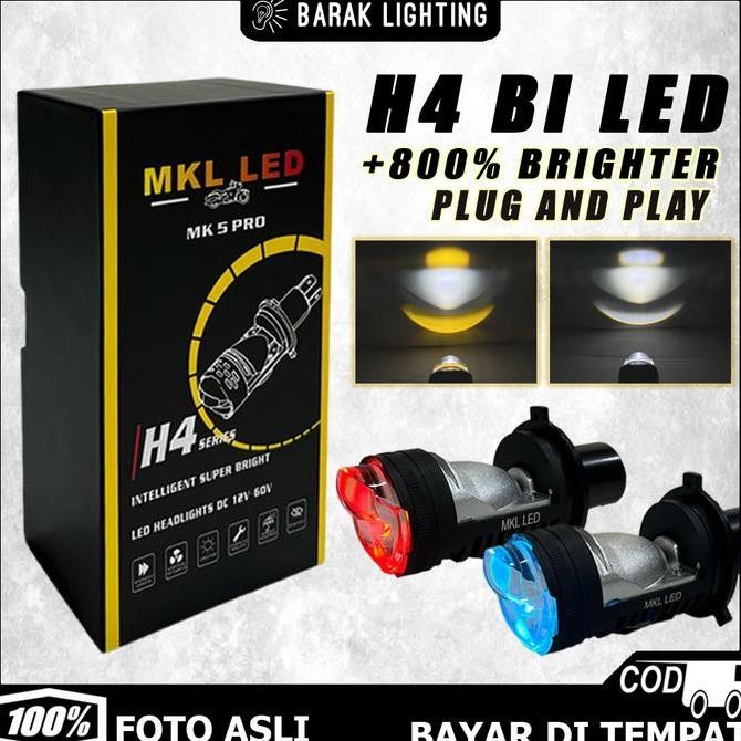MKL H4 MINI BILED PROJECTOR 50W LASER WATERPROOF MOBIL MOTOR LAMPU TEMBAK H4