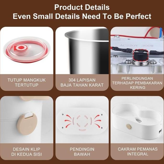 Electric Lunch Box Kotak Makan Listrik Rice Cooker Mini 2L Portable Panci Listrik Multifungsi 300W P