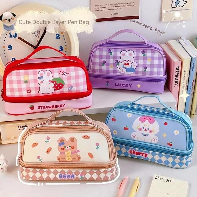 

Tempat Pensil Kapasitas Besar | Tas Kosmetik Berlapis Ganda Serbaguna