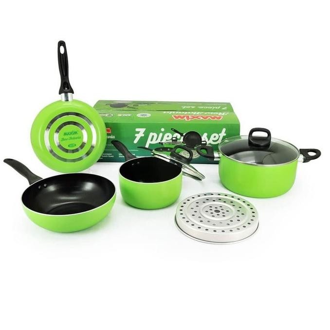 Ad-3 Maxim New Halania 7 Set - Hijau/ Panci Set Murah/ Panciset Dapur/ Teflon Anti Lengket