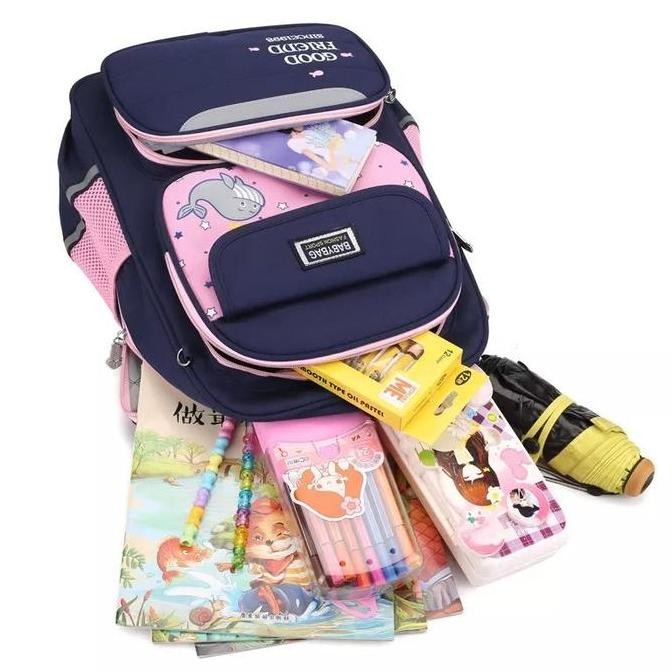 

Tas Sekolah Anak Laki/Perempuan Navy Biru + Tempat Pensil Gratis Tanpa Roda
