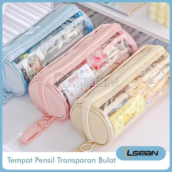 

Tempat Pensil Transparan Estetik Bulat Multifungsi Alat Tulis Stationery Box