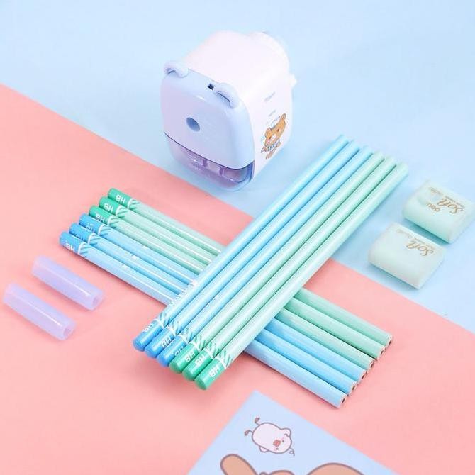 

Deli Stationery Set 4 In 1 Rautan Pensil 12Pcs Pensil 2 Penghapus Dan 2 Penutup Pena 68896 Pencil New Stok