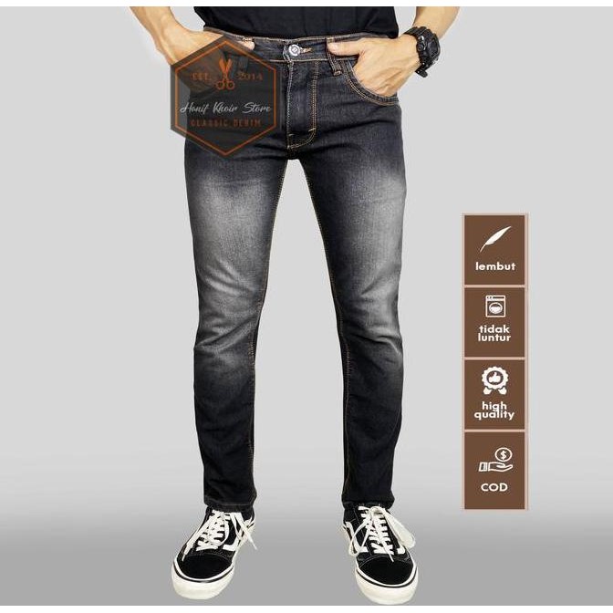 

Celana Jeans Pria FIFTEEN DENIM Jazz Black & Kuning Model Pensil Slimfit Stretch