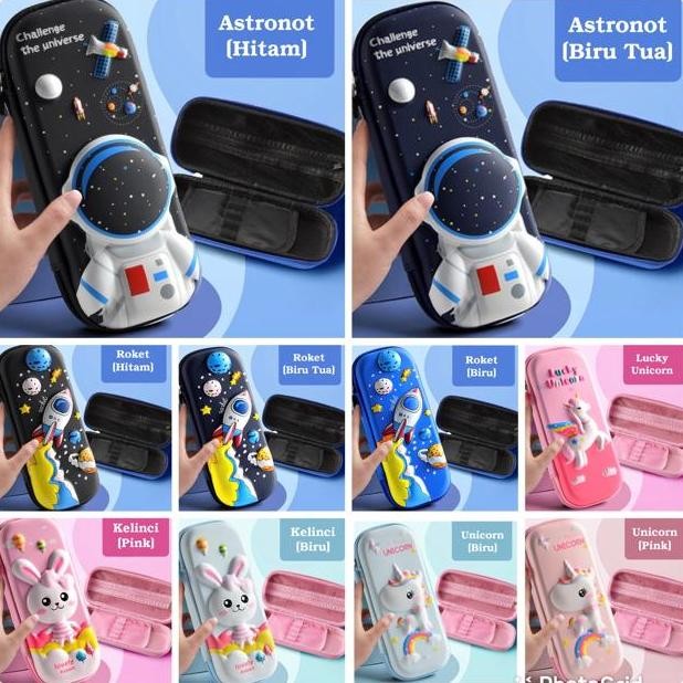 

Kotak Pensil 3D Hardcase Hardtop Waterproof Astronot Rocket Unicorn Kelinci Pencil Case