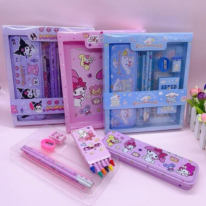 

EMS Tempat Pensil Set Anak Alat tulis Set Anak Kotak Pensil Set Kuromi Cinnamoroll My Melody kado